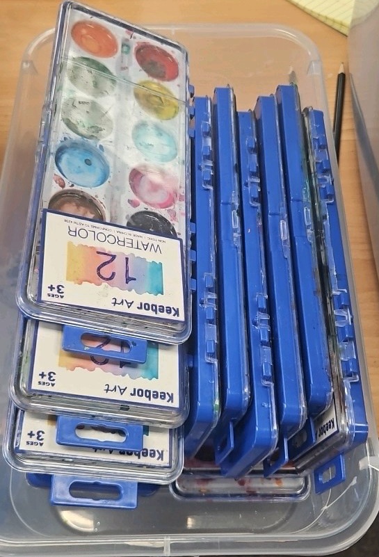 Lot of watercolor paint