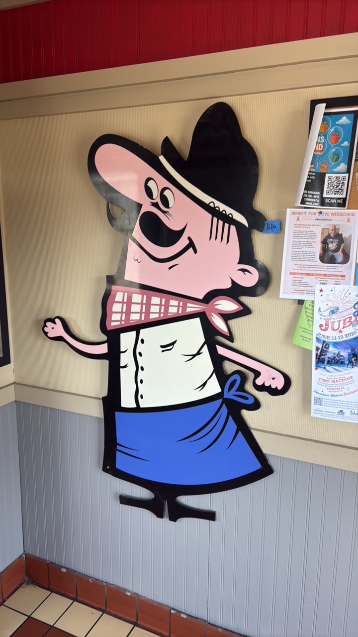 Pizza Hut Pete architectural restaurant mascot sign