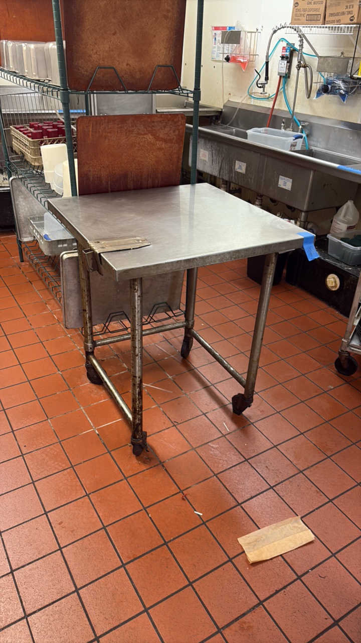 Rolling metal table 30 L x 30 D x 36 H