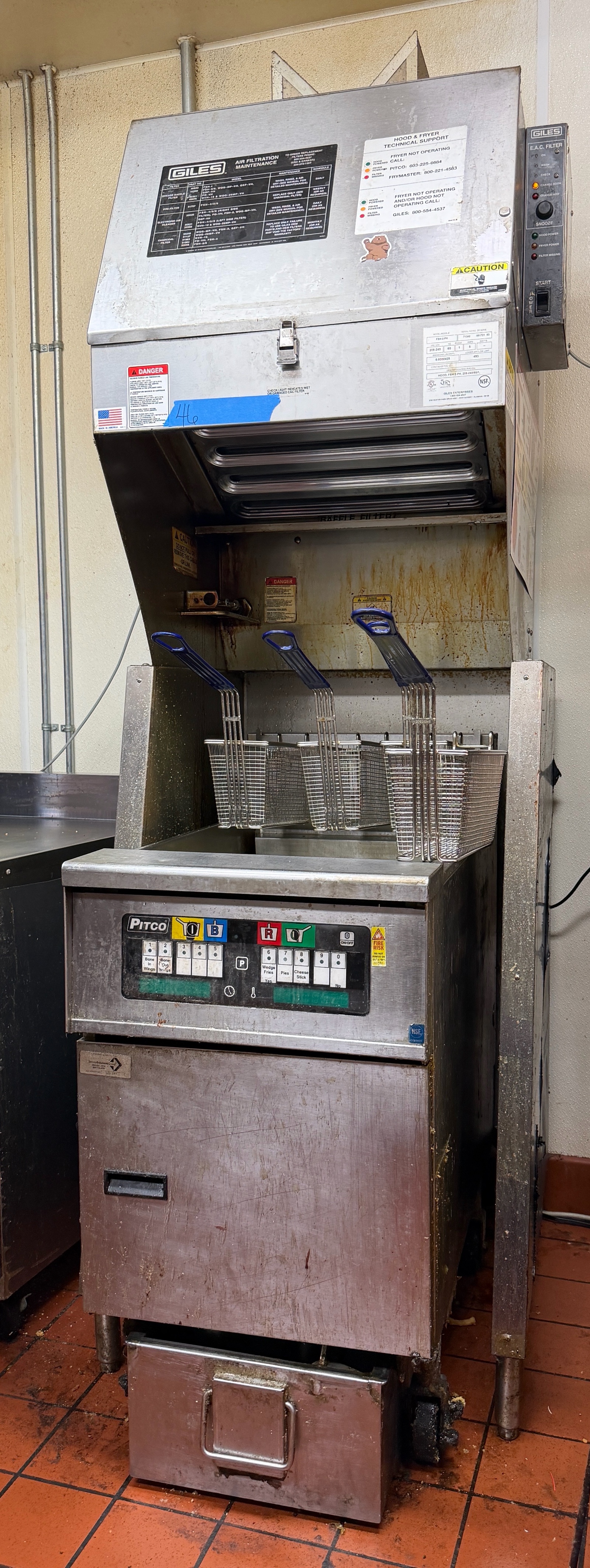 Pitco 3 Basket Fryer WGiles Air Filtration System