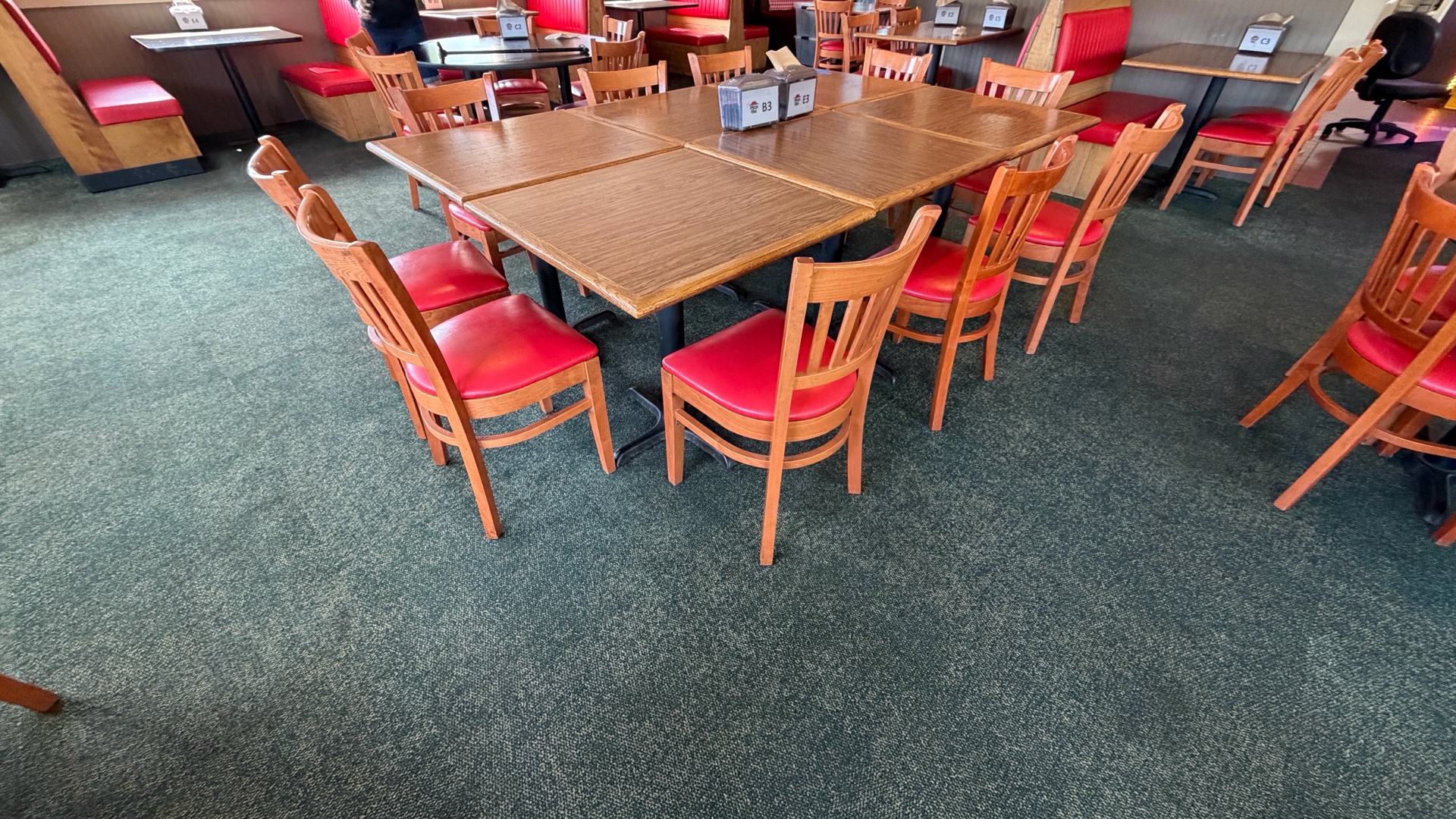6 Tables and Ten Chairs plus Napkin Dispensers