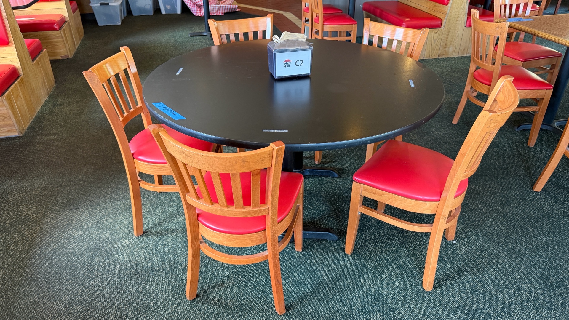 One 54 Round Table & 5 Chairs plus Napkin Dispenser