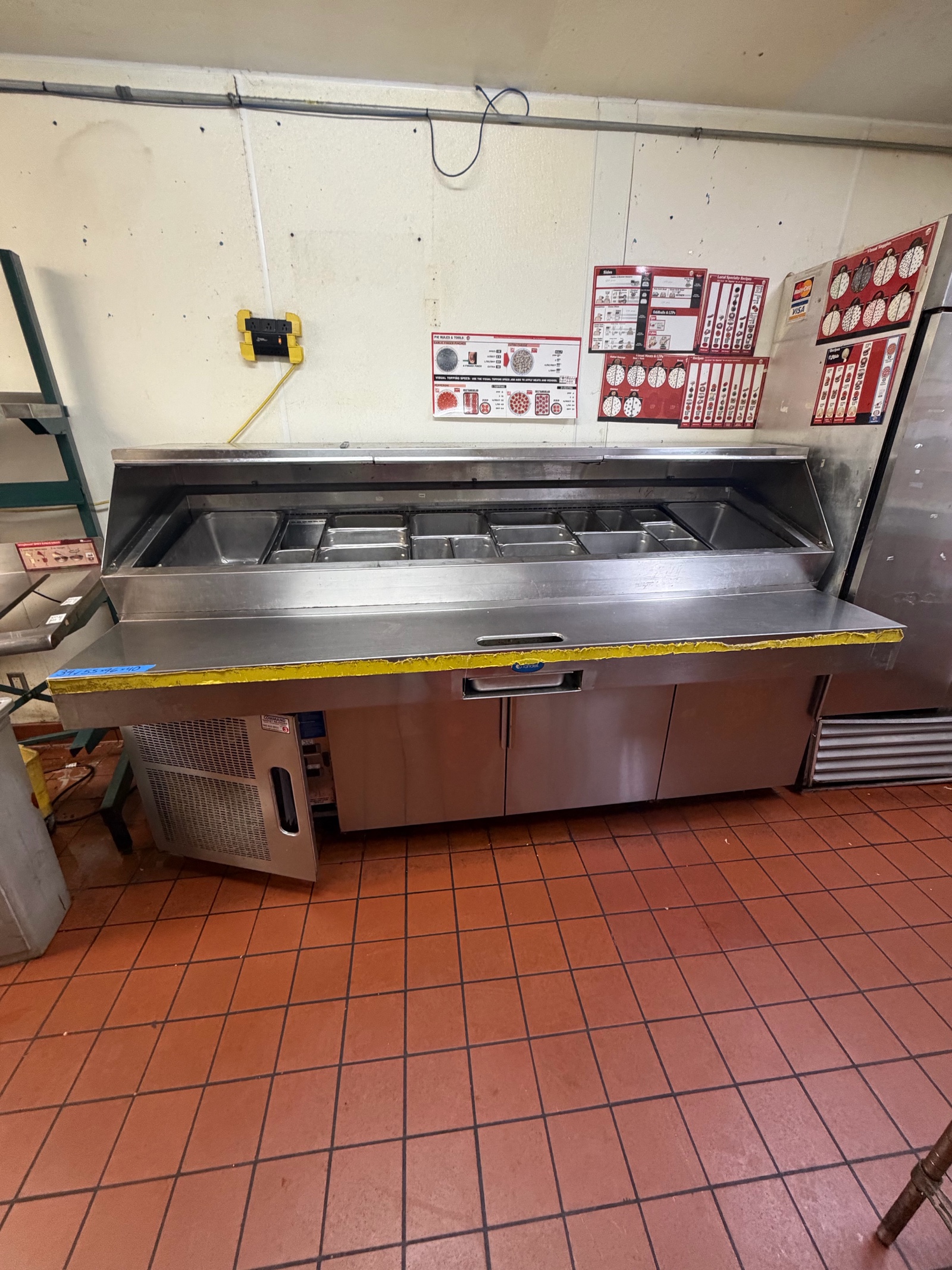 Refrigerated Cold holding Prep Table w refrigerated ingredient rail