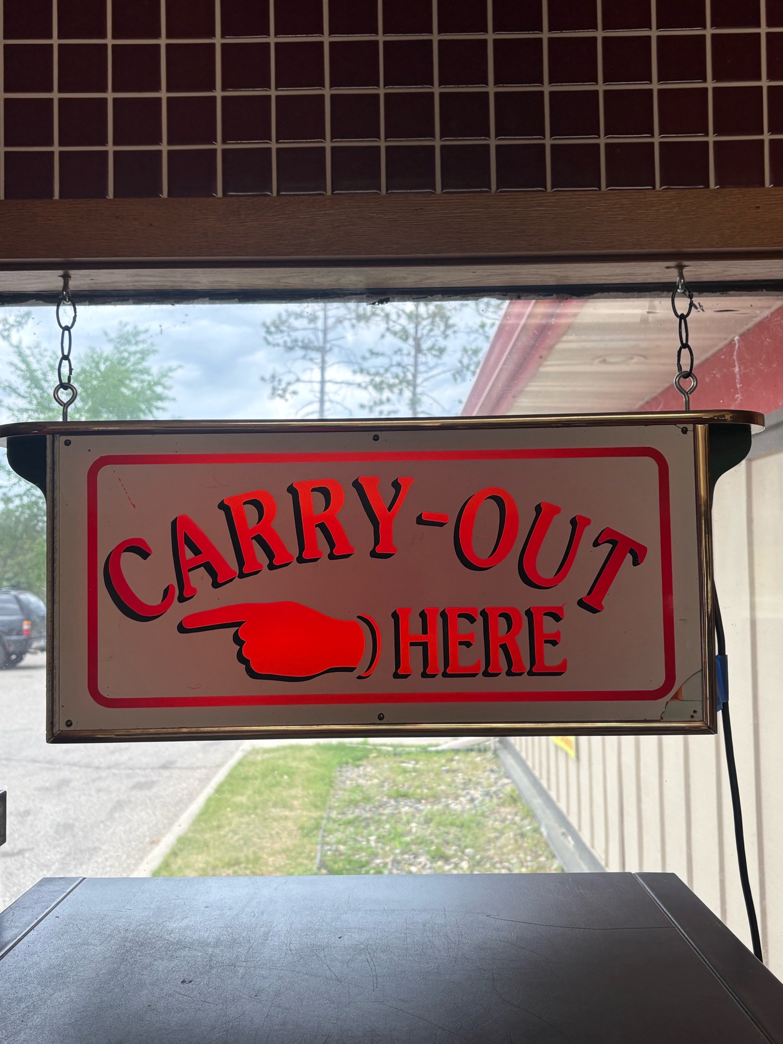 Vintage collectible LED Carry-out hanging sign