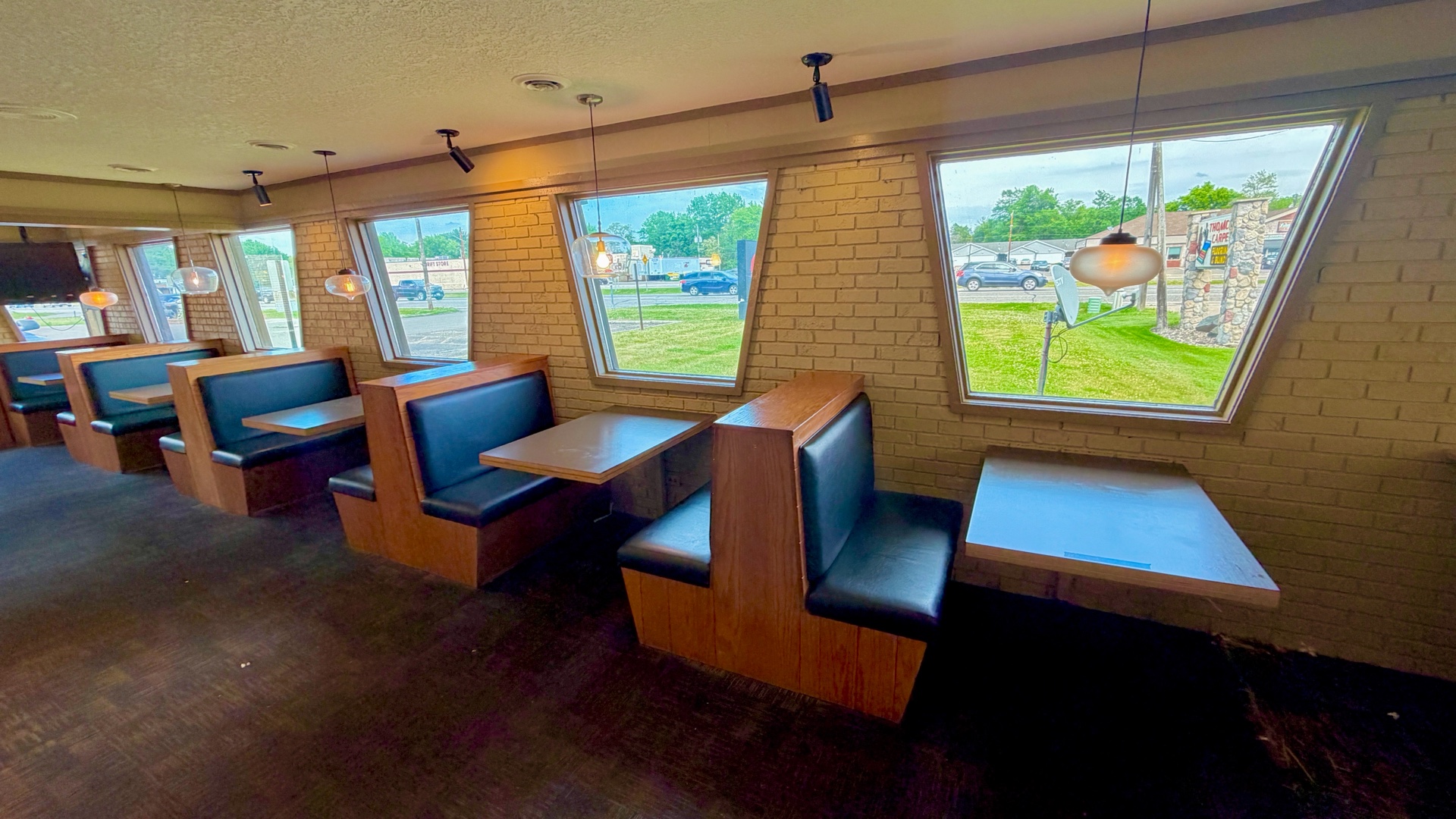 (4) Double-Back Booth seats,  (1) Single Boot seat 5 Wall-mounted Tables