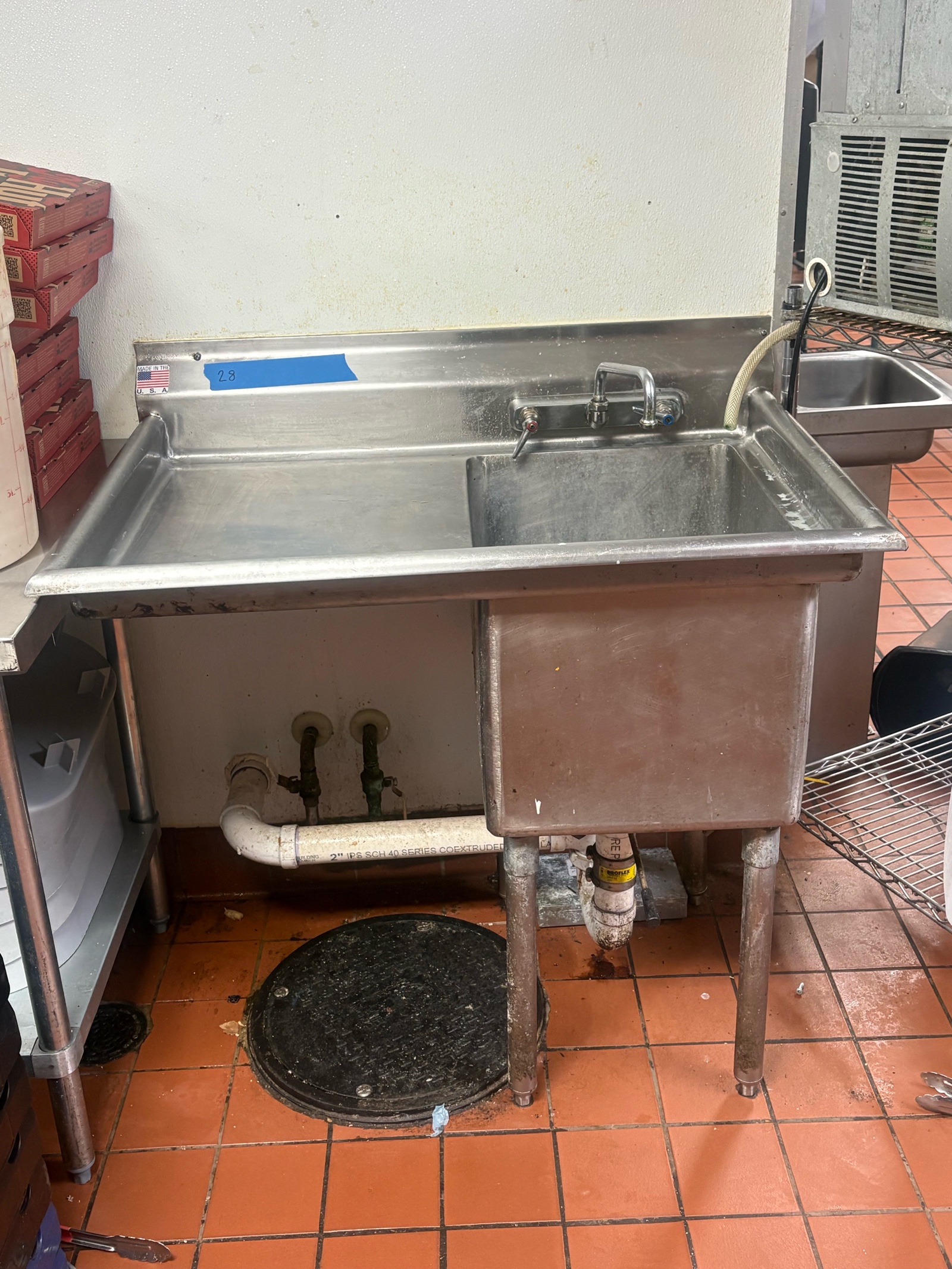 One-Compartment StS Deep Sink wleft-side drainboard