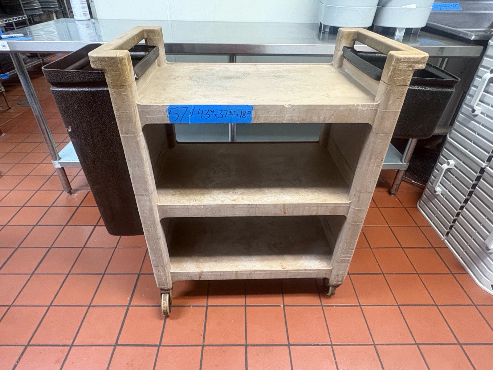 Rubbermaid 3-tier Utility Cart with Side Buckets