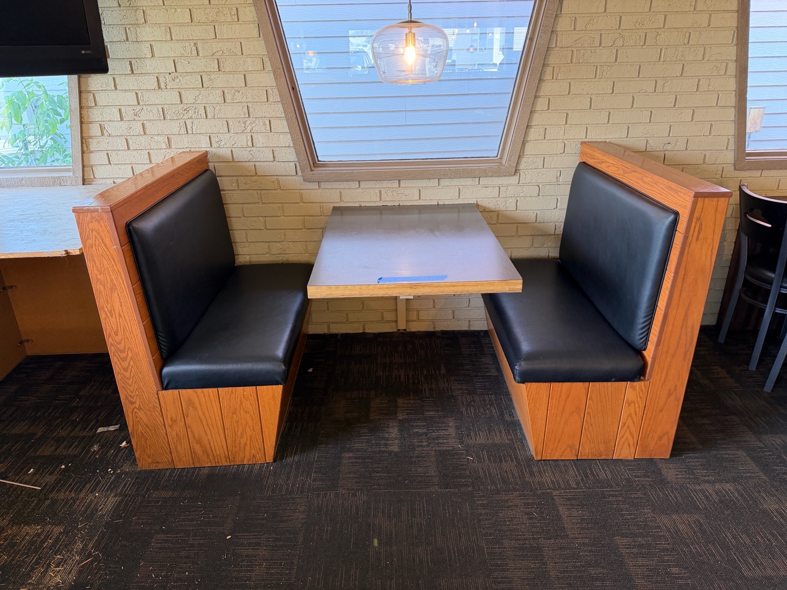 (2)Single wood-framed booth seats & Wall-mounted table