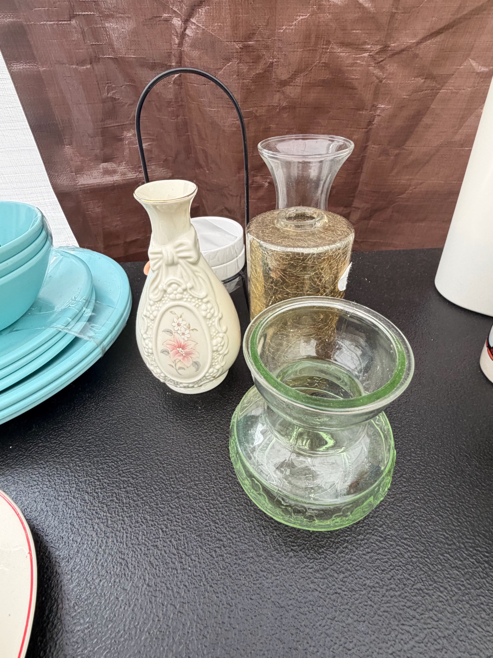 Lot of Candle Holder & Various Flower Vases