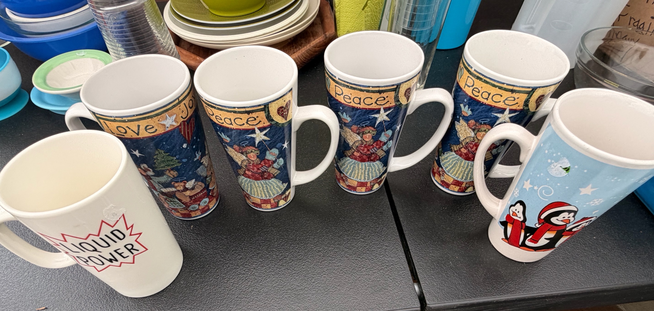 4 Love Joy & Peace large Coffee mugs plus 2 Extra Coffee mugs