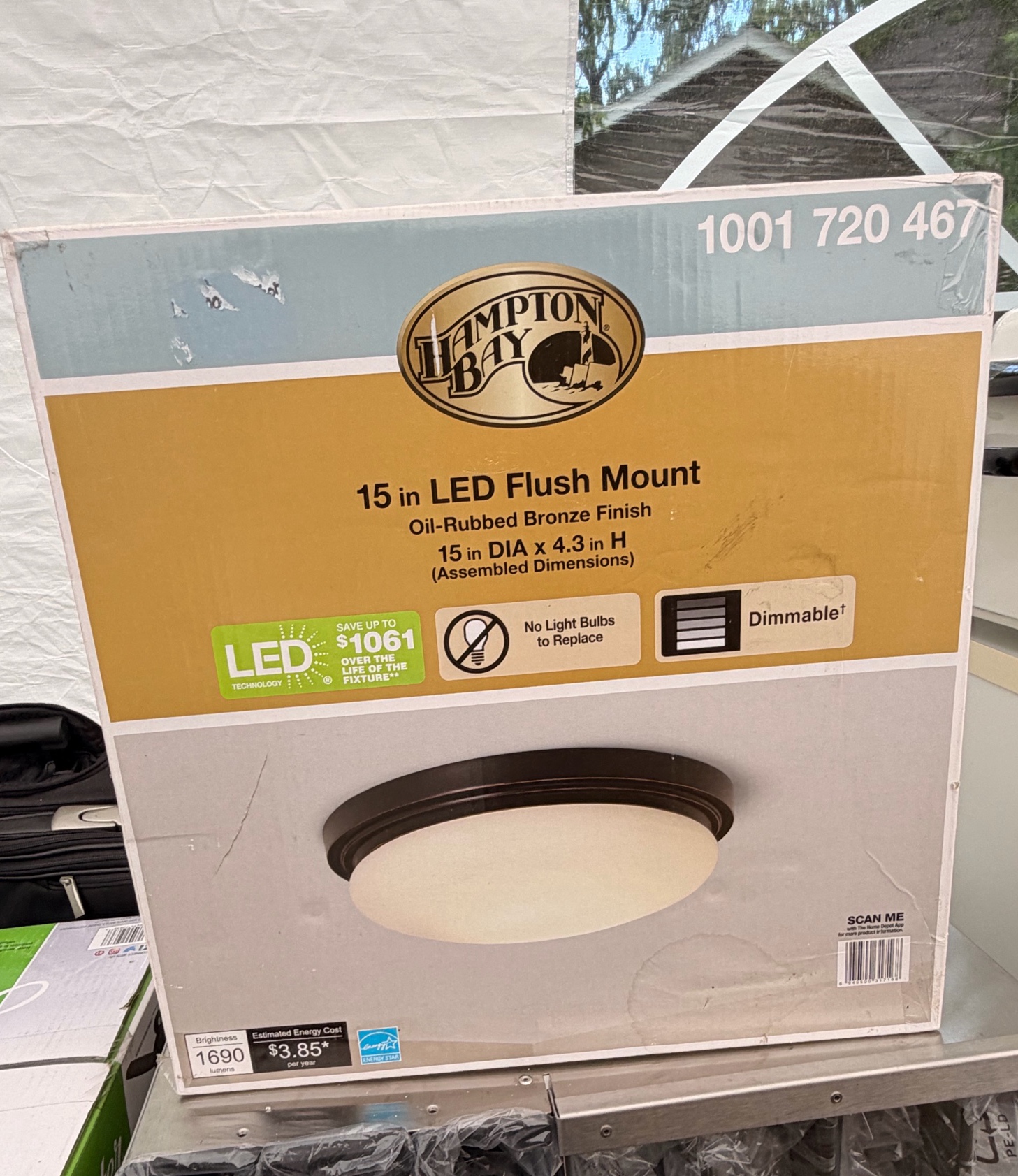 NEW Hampton Bay 15 LED Flush Mount Ceiling Light  Oil Rubbed Bronze
