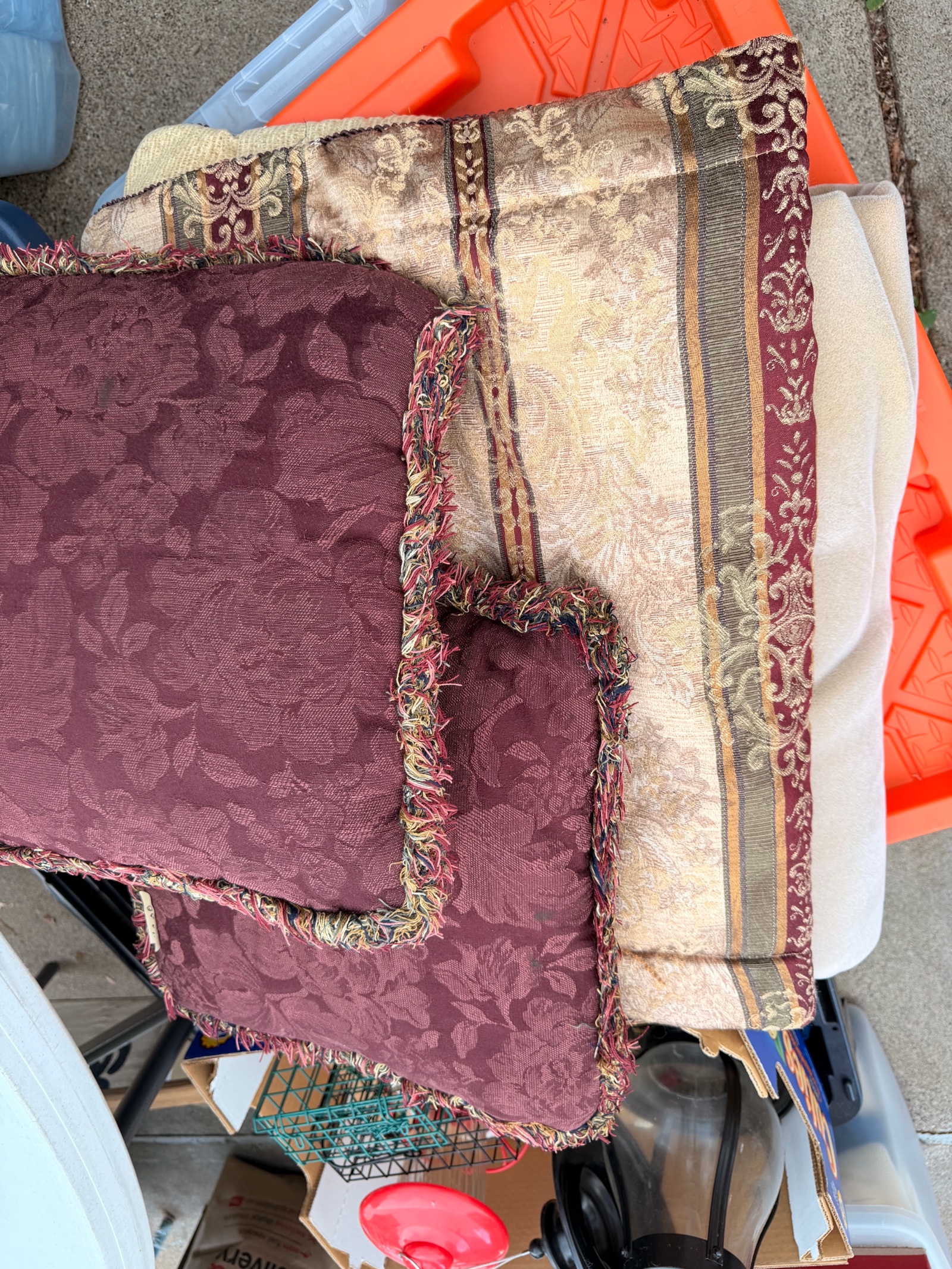 2 Purple Throw Pillows, XL Pillow Sham & Tan Soft Blanket