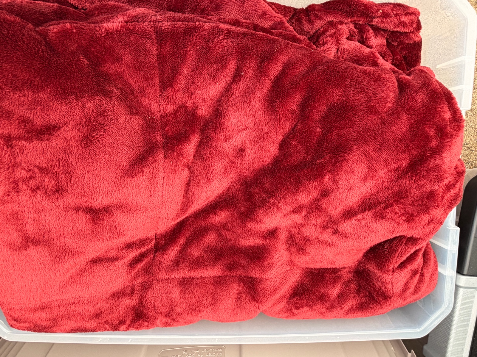 Red Plush Comforter - With bin