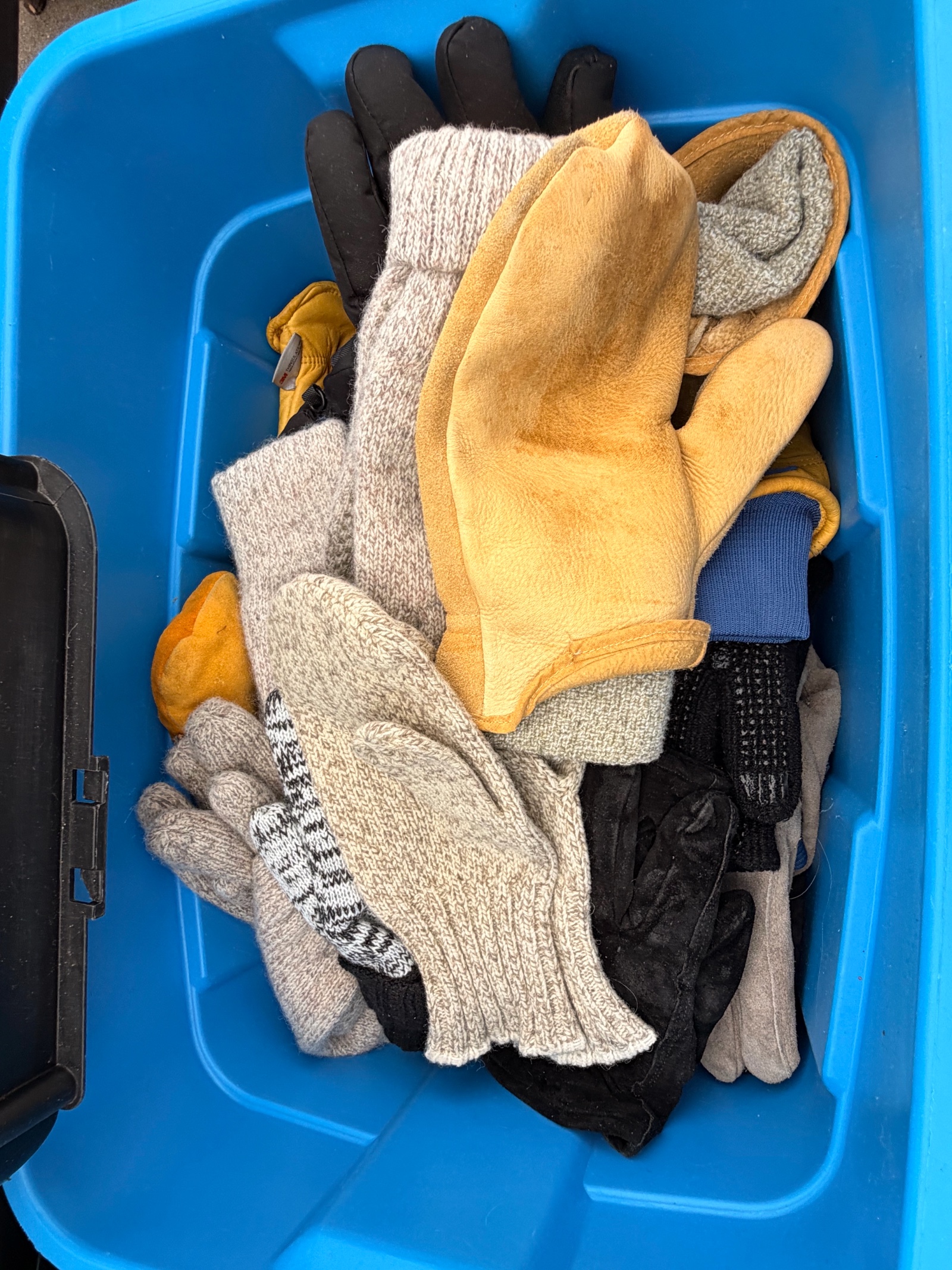 Huge Lot of Gloves, Various sizes Winter - Blue bin.