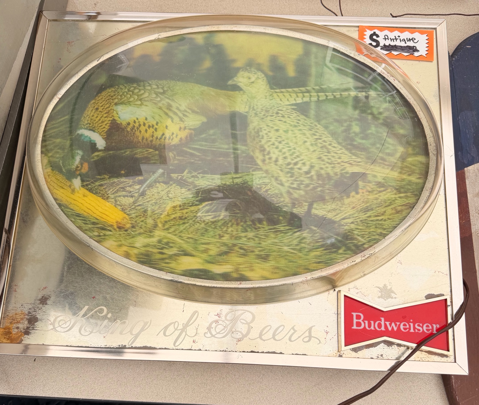 Vintage Budweiser King of Beers Lighted Pheasant Advertising Sign  Works