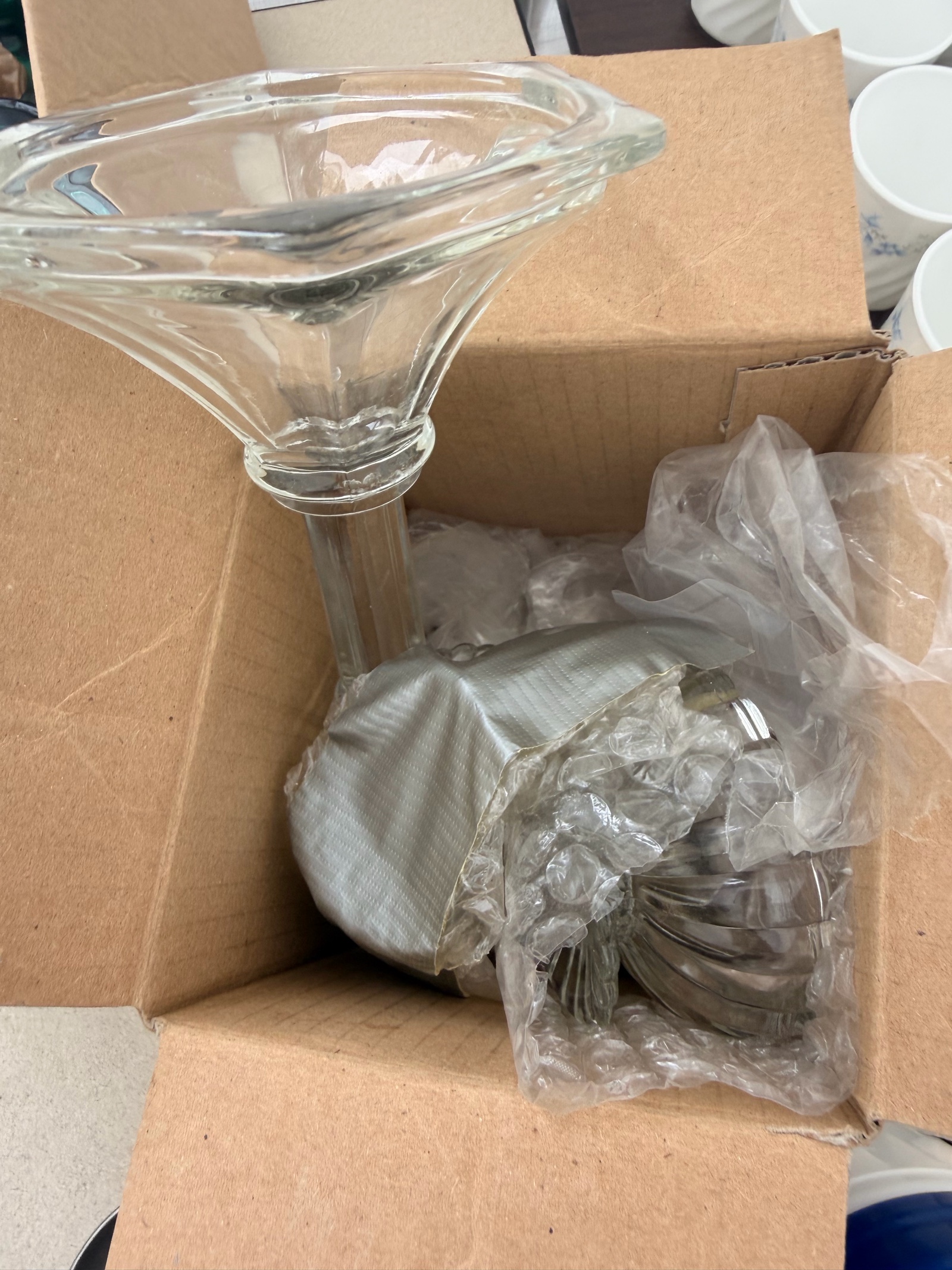 Glass Candle holder plus box.