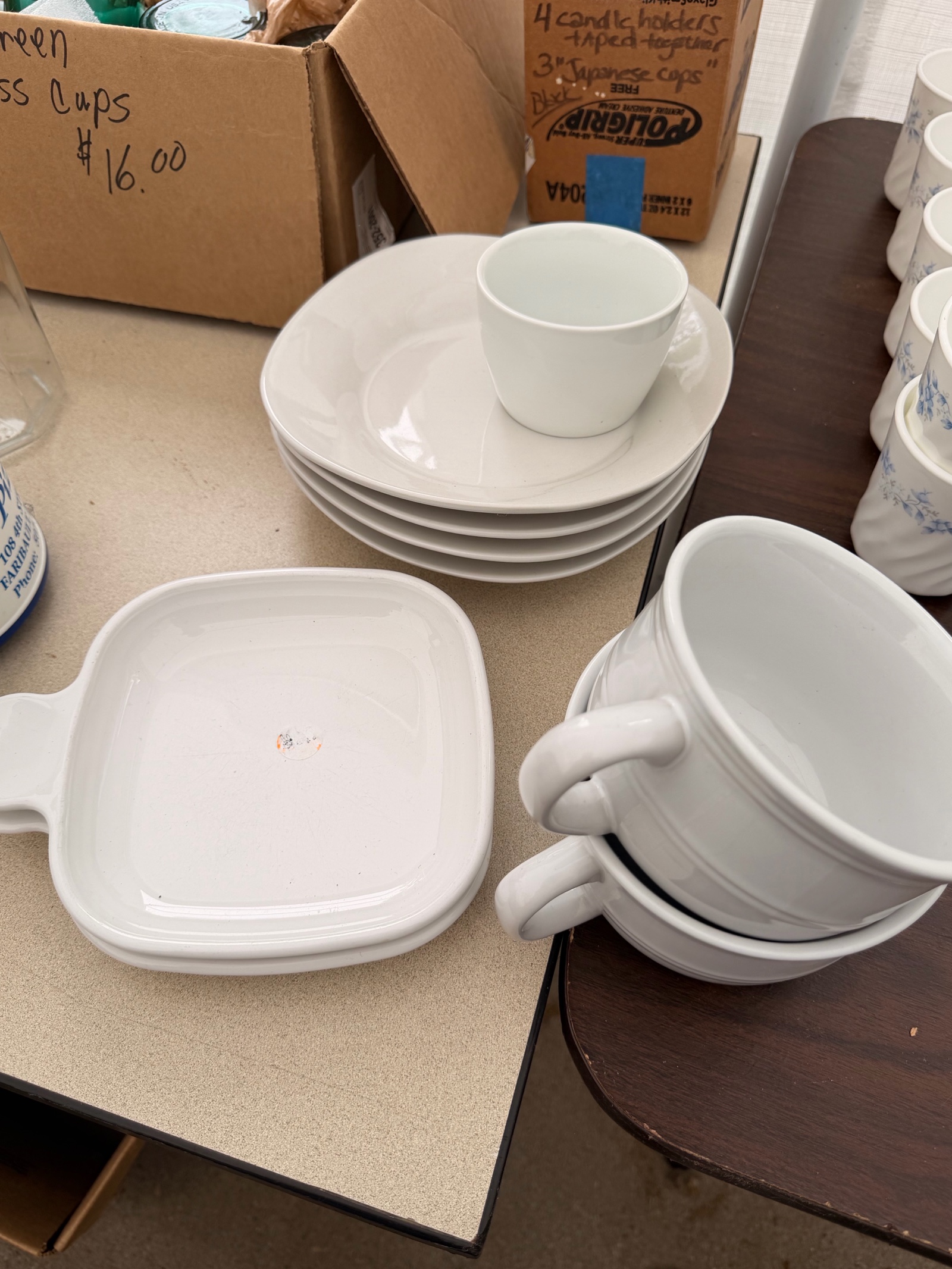 Mainstays White Stoneware Dinnerware Set  Cups, Bowls, Plates & Serving Dish